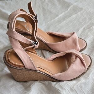LFL By Lust For Life Elegant Pink Wedge Ankle Strap Sandals Summer Shoes